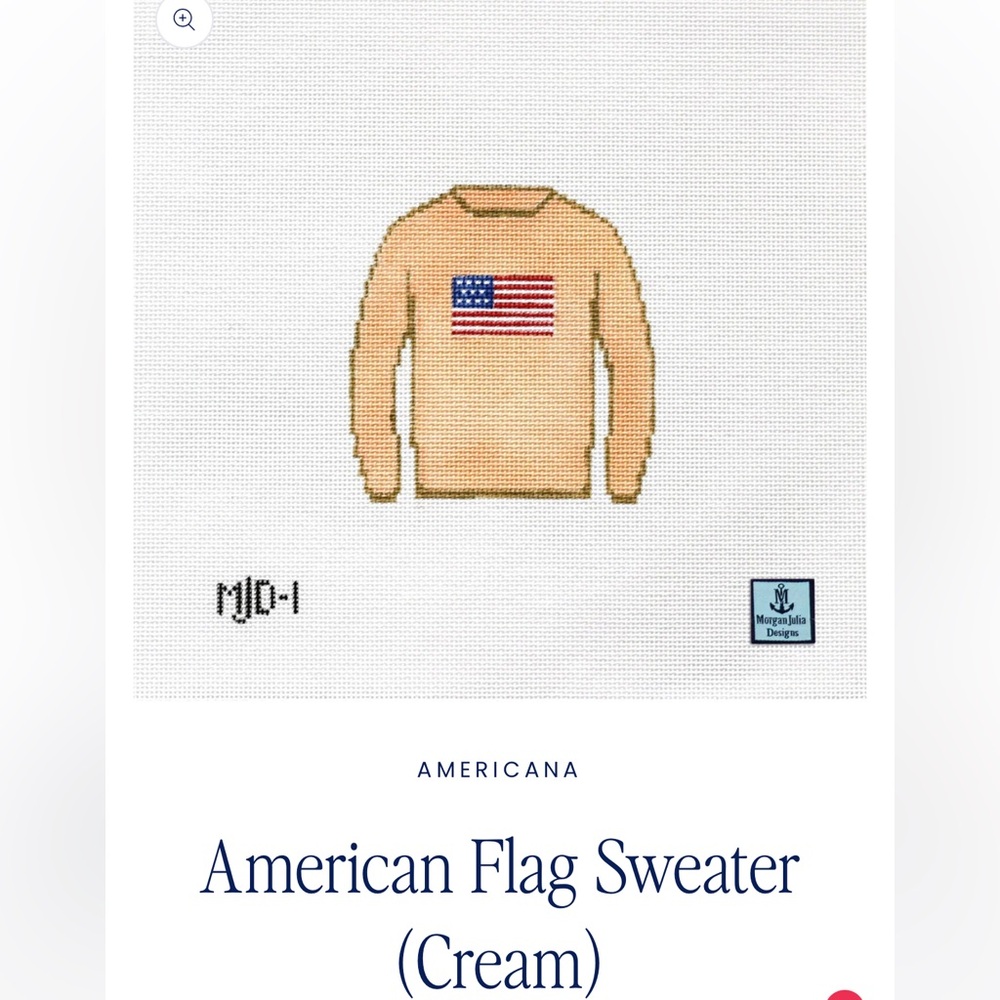 Morgan Julia designs American flag needlepoint canvas